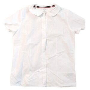 French Toast Kids White Short Sleeve Peter Pan‎ Collar Button Up Shirt Size 14
